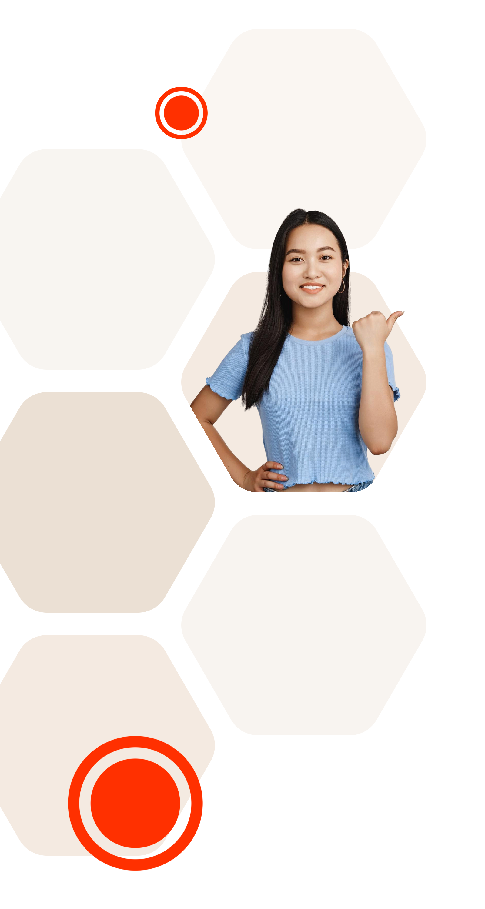 left sidebar image of a honeycomb pattern with a woman in one of the shapes
