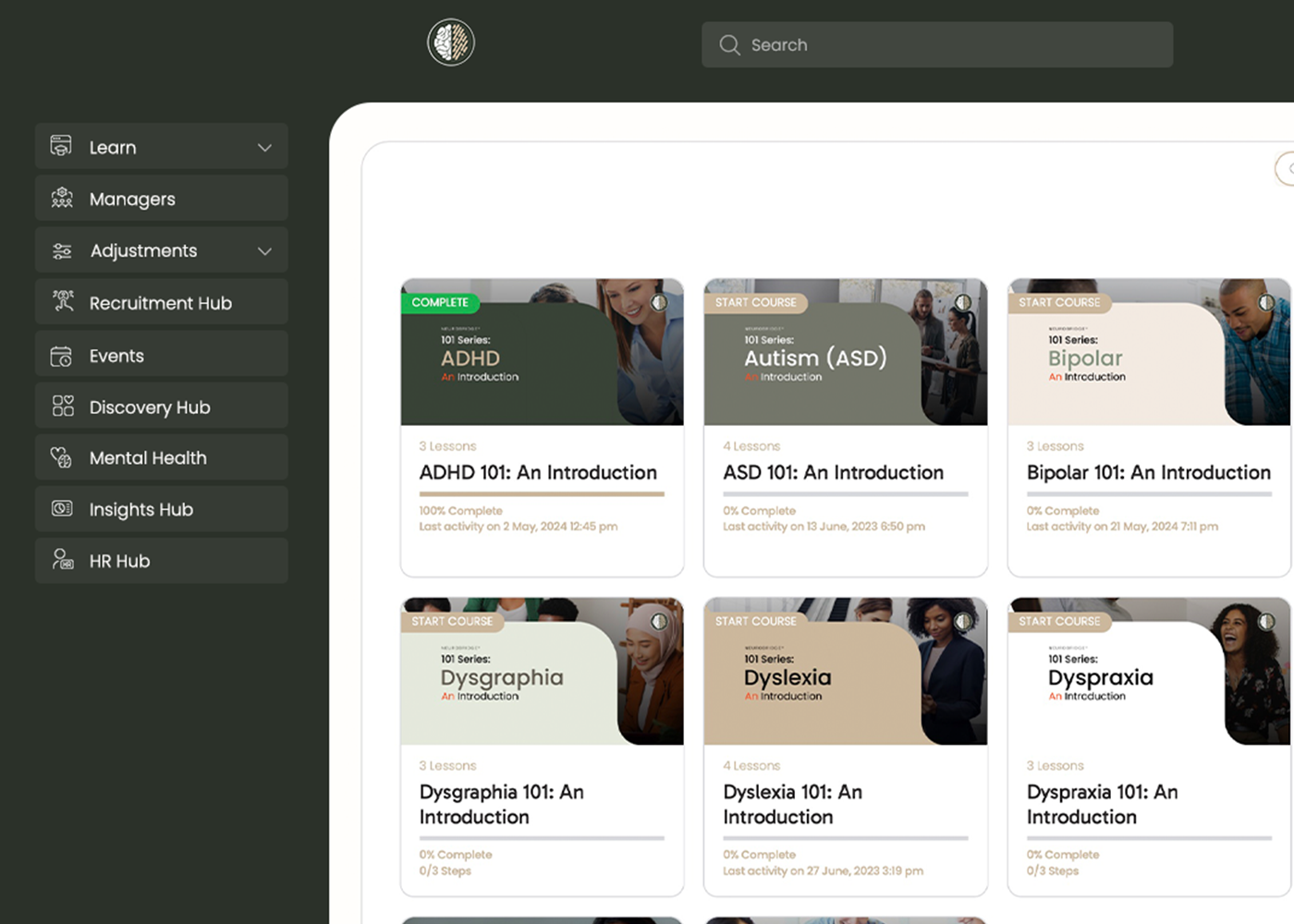 screenshot of neurodiversity support accessibility