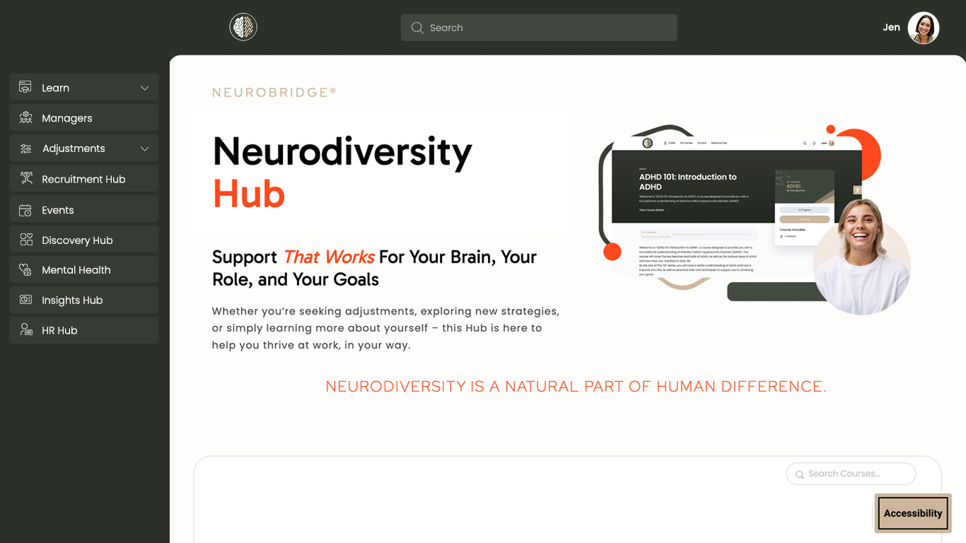 screenshot of the Neurodiversity Hub for Neurodiversity Support